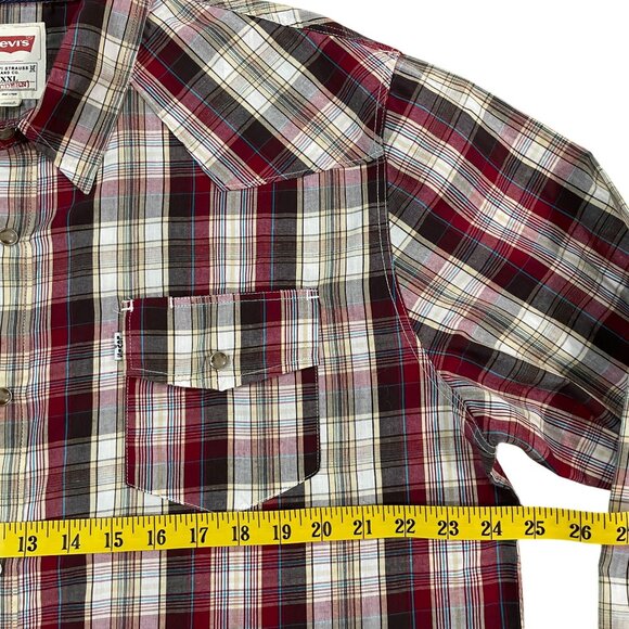 Levi's Men's Western Shirt Plaid Long Sleeve Size XXL Cowboy Rancher Pearl Snaps - Picture 3 of 5